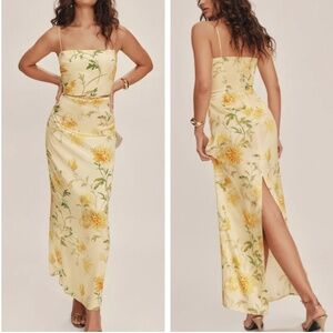 Reformation Frankie Silk Maxi Dress in Honeyglow